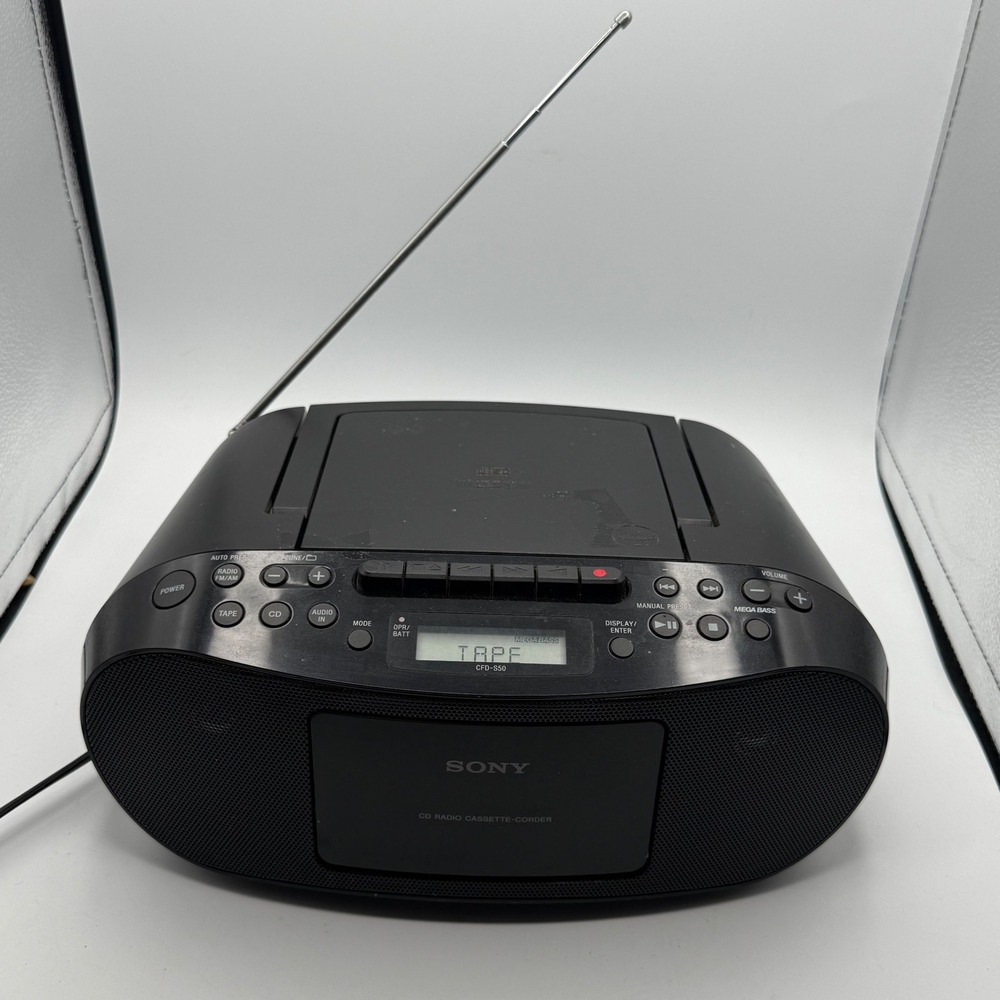 Sony CFD-S50 Boombox Unisex OS Black Good CD Cassette Radio Mega Bass